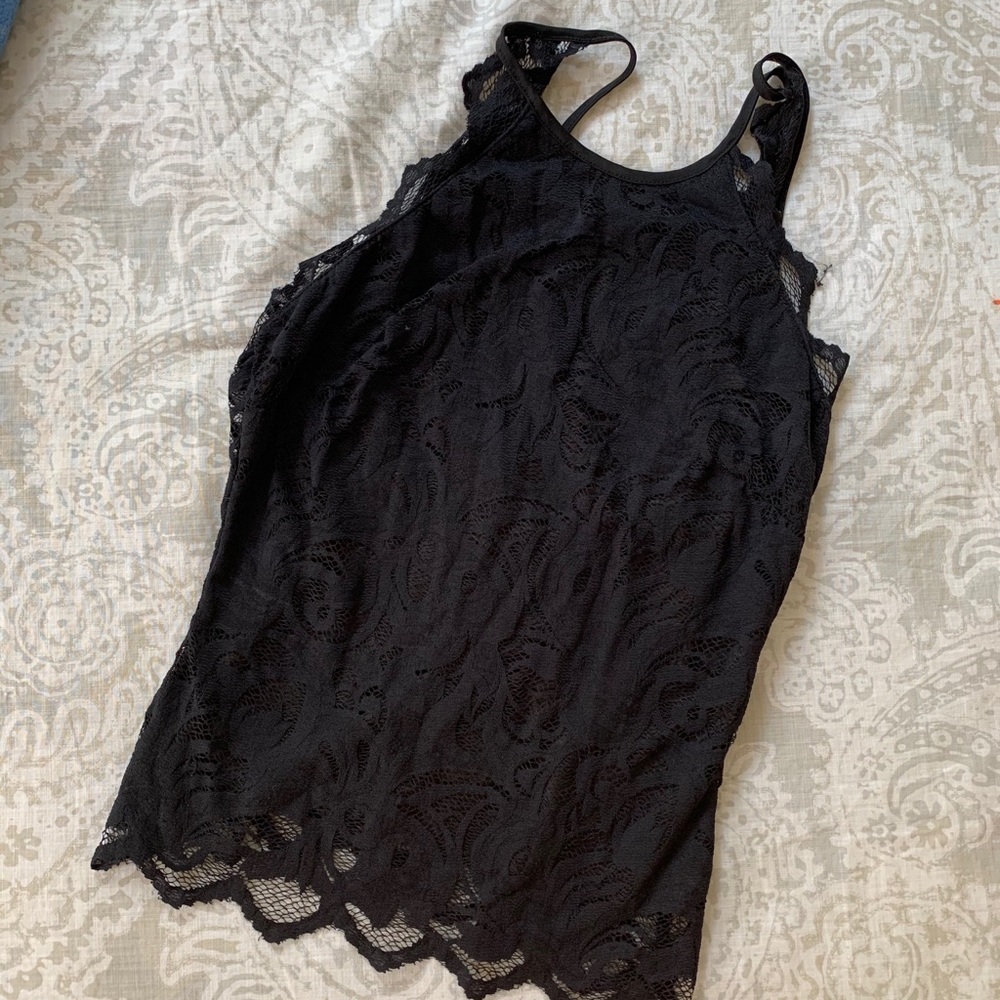 Black Lace Sleeveless Top